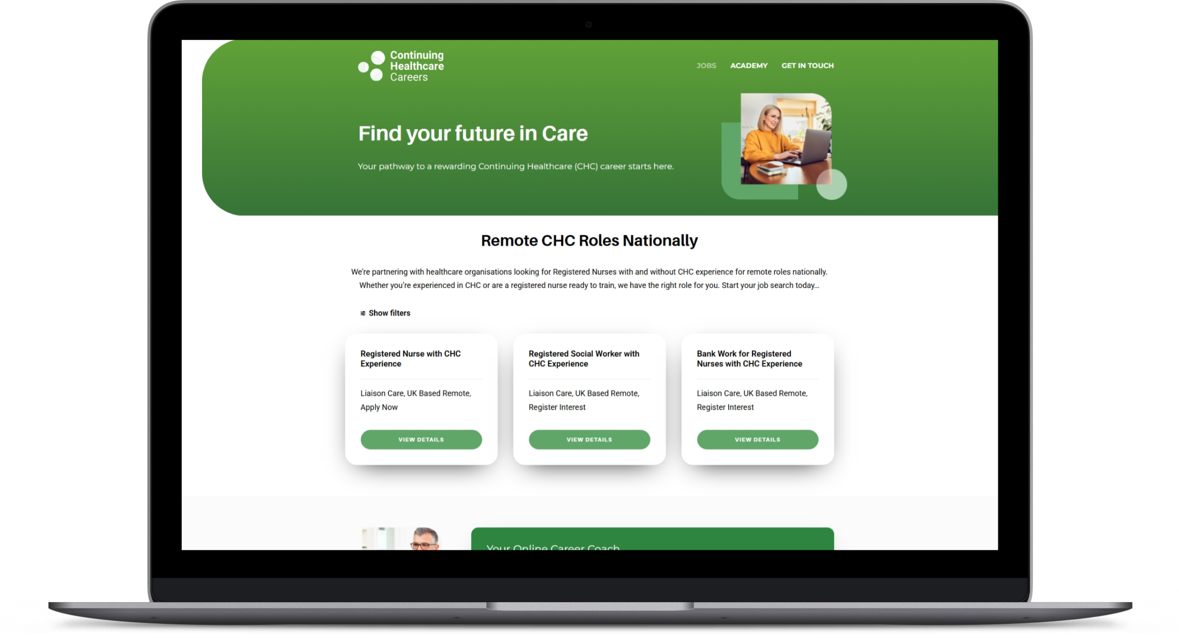 Liaison Care - Laptop With Chc Careers Site Open 13